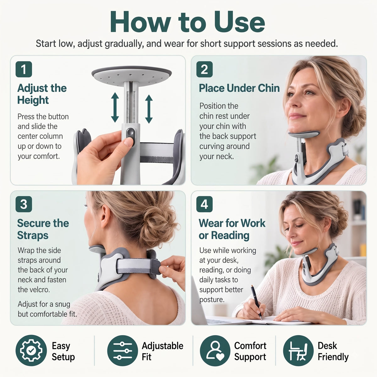 Adjustable Neck Brace for Posture Support